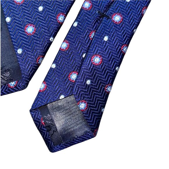 Brooks Brothers 100% Silk Navy Blue Abstract Print Tie Preppy Teacher Casual - Picture 3 of 5